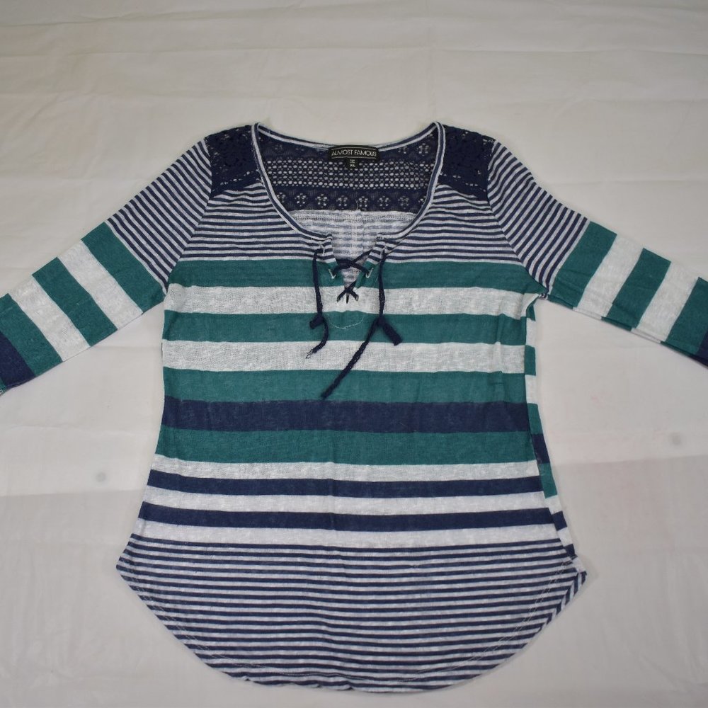 Almost Famous XL Multicolor Stripped Tunic Top Long Sleeve